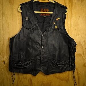 Hot Leathers Motorcycle Biker Braided Leather‎ Vest Size XL